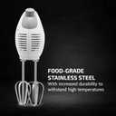 OVENTE 5-Speed Electric Hand Mixer with Stainless Steel Mixing Whisk, Snap-On Storage Case, Portable & Lightweight 150W Motor, Compact Handheld Mixer for Baking, Blending or Cooking, White HM151W