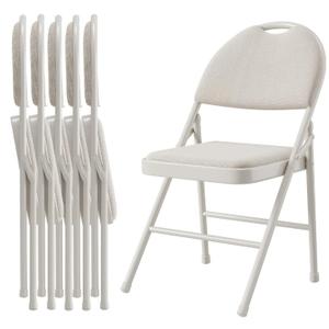 Garvee 6-Pack Padded Folding Dining Chairs with PU Leather Seat & Back – Heavy-Duty Steel Frame, 350 lbs Capacity, Stackable for Indoor/Outdoor Use – Beige