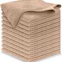 USANOOKS Microfiber Cleaning Cloth - Beige - 12Pcs (12.5x12.5 inch) High Performance - 1200 Washes, Ultra Absorbent Car Towel Traps Grime & Liquid for Streak-Free Mirror Shine - car Washing Cloth