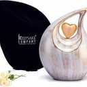 Teardrop Heart Urn for Human Ash| Cremation Urns Ashes |Urn for Human Ashes | Decorative Cremation Urn | Large | 2.5 Litre Capacity | White - Golden