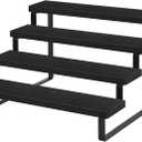 YINMIT Wooden Display Riser Stand, Tiered Perfume and Cologne Organizer Stand, 4 Tier Spice Rack Organizer, Rustic Display Shelf for Candles (4 Tier,Black)