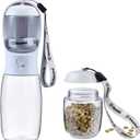 Cibaabo Dog Water Bottle with Food Container, Travel Puppy Water Bowl, Portable Pet Dispenser, Dog Stuff Accessories Items, Puppy Essentials Necessities for Yorkie Chihuahua Cat Walking and Hiking (19oz, #09 White)