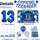 13th Birthday Decorations Balloons Boys - 25 Pcs Navy Blue Balloon Banner Number 13 Hanging Swirls Backdrop Cloth Cake Topper Official Teenager Party Supplies For 13 Year Old Boy Birthday Party