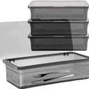 SUNSHNO 4PCS Flatware Tray with Lid and Drainer, Tableware Utensil and Cutlery Drawer Organizer with Lid Covered Silverware Tray to Keeps Your Cutlery Organized and Protected