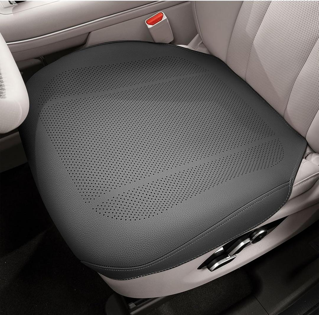 Breathable Car Seat Covers, Compatible with Heated & Ventilated Seats, Non-Slip Leather Seat Cushion Protectors, Universal Fit for Cars Trucks SUVs, All-Season Comfort (Black)