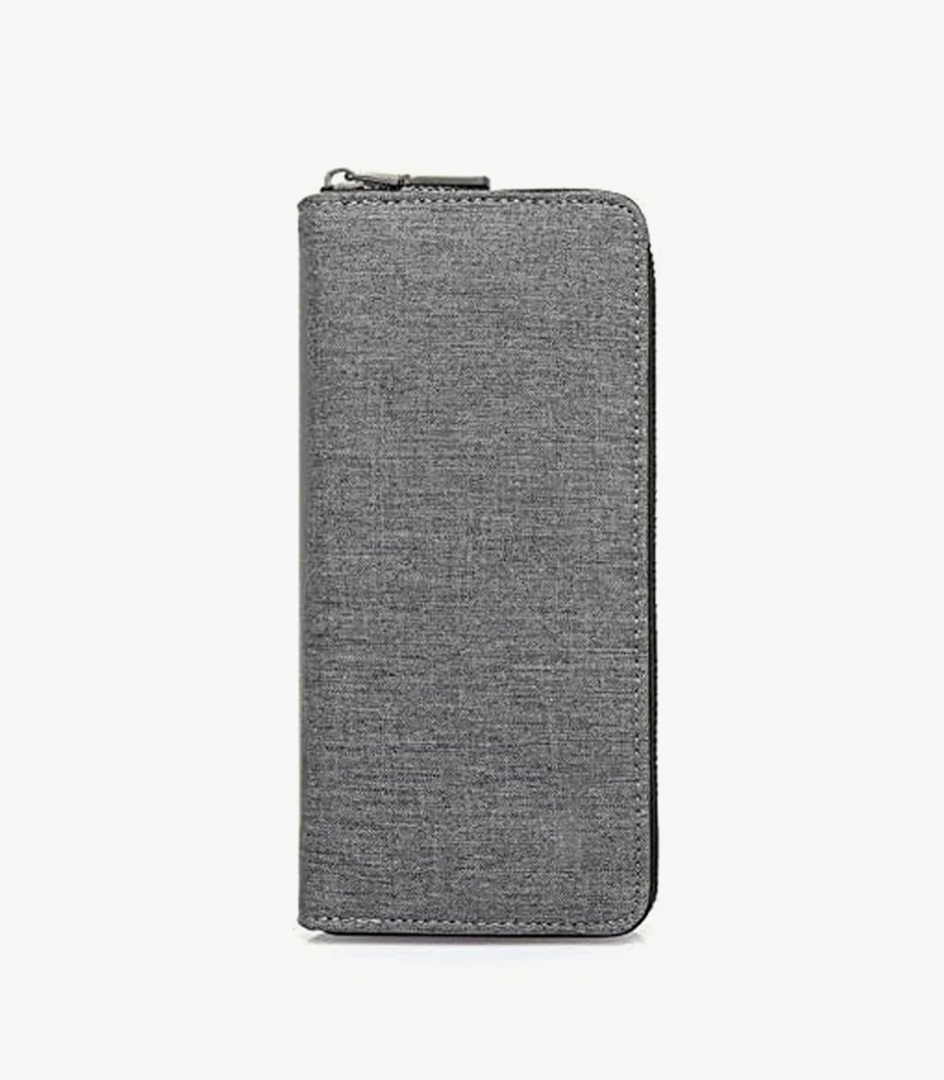 WOOLALA Mens Wallet Waterproof Canvas Zipper Arrounded Large Capacity Accordion Folded Cash Cards Phone Holder Long Wallet