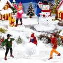 5 Pcs Christmas Village People Figurines Snowball Fight Scene Set Mini Town Village Accessories Snowball Miniature Christmas Figurines