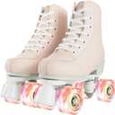 Women's Roller Skates Light Up Wheels, Adjustable Double Row Roller Skates Outdoor Shiny Derby Skates Illuminating for Teens and Youth (40-9.84in-(Women's 8.5 / Men's 7.5))