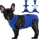 BRKURLEG Female Dog Diapers with Suspender, Washable & Reusable Fixed Diapers for Dogs in Heat, Incontinence & Special Needs, Adjustable Doggie Diaper for Small Medium Large Dogs, Blue S