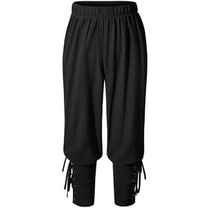 Kids Renaissance Ankle Banded Pirate Pants Medieval Viking Lace Up Tapered Trousers Halloween Costume, Large