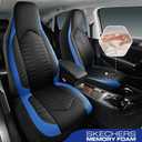 Skechers Memory Foam Car Seat Covers, Leather High Back Seat Covers Quilting Design,Waterproof Sports Car Seat Covers Full Sets,Airbag Compatible, Universal Fit for Most Cars, SUVs,Trucks,Blue