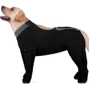 ROZKITCH Dog Recovery Suit for Abdominal Wounds & Post-Surgery, Full Coverage Bodysuit, Anti-Licking Shedding & Wound Protection, E-Collar Alternative for Extra Large Dogs Black 4XL