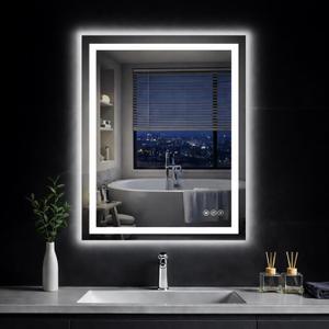 24"x 36" LED Bathroom Mirror with Lights, Backlit & Front Lit, Dimmable, 3 Colors Led Mirror, Memory Function, Anti-Fog, Led Vanity Mirror for Wall, Shatterproof Tempered Glass, ETL Listed