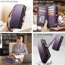 Defencase for Galaxy S26 Ultra Case Wallet with RFID Blocking Card Holder for Women Men, PU Leather Magnetic Snap Flip Wrist Strap Zipper Wallet Phone Cases for Samsung Galaxy S26 Ultra 6.9", Purple