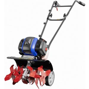 Wild Badger Power Garden Tiller 53cc Mini Cultivator 15 inch Powerful Liftable Booster Rod Tilling Tool for Lawn, Garden and Field Soil Cultivation