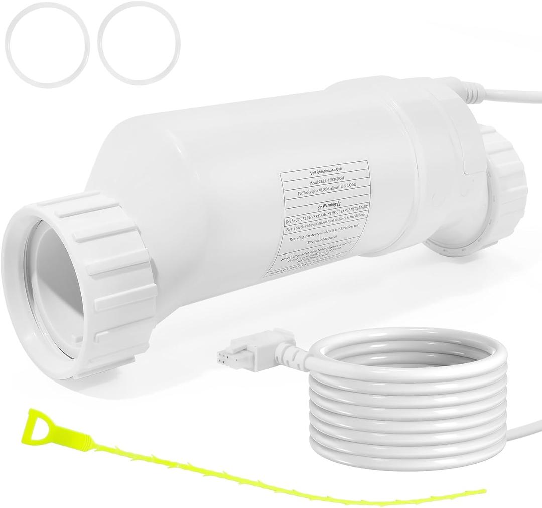 T-15 Pool Salt Cell for Salt Water Pool Chlorinator System Salt Cell Replacement Part for Hayward T Cell T15 940 W3T-CELL-15 Cell Salt Chlorination Cell Up to 40000 Gallons (40000 Gallons) T-15 Pool Salt Cell for Salt Water Pool Chlorinator System Salt Cell Replacement Part for Hayward T Cell T15 940 W3T-CELL-15 Cell Salt Chlorination Cell Up to 40000 Gallons (40000 Gallons)