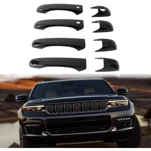 AUCERAMIC 4Pcs Gloss Black Door Handle Cover Exterior Handle Protection Fit for 2011-2021 Jeep Grand Cherokee for 2022 Jeep Grand Cherokee WK for 2011-2025 Dodge Durango with Smart Keyholes