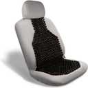 VaygWay Beaded Seat Cushion Car Driver Seat Cover with Durable & Double Strung Natural Wood Beads- Cooling Comfort Ventilated Massaging Support Cushion for Auto Cars -1 Pack Black