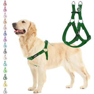 PUPTECK No Pull Dog Harness Soft Adjustable Basic Nylon Step in Puppy Vest Outdoor Walking with ID Tag, Blackish Green, M