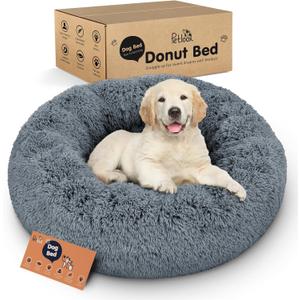 Donut Dog Bed - Premium Comfort for Anxiety Relief - Fluffy & Calming Design with Ultra-Plush Support | Cozy Round Dog Bed with Super Soft Circle Style (Dark Grey, Small)