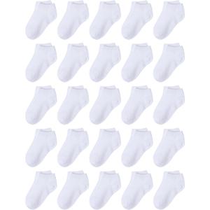 Cooraby 25 Pairs Kids' Socks Low Cut Socks Half Cushion Sport Ankle Athletic Socks for Boys Girls