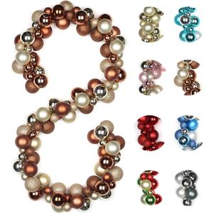 6 FEET Christmas Ball Garland Ornaments Shatterproof Xmas Hanging Balls Decorations for Home Indoor Outdoor Mantel Holiday Party Wedding Tree - Bronze Champagne Gold