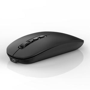 Bluetooth Wireless Mouse, Rechargeable Multi-Device(Tri-Mode: BT1/BT2+2.4G) Computer Mice with USB Receiver, Slim Silent Mouse for Laptop/MacBook/Chromebook/Surface Pro/iPad Pro (Black)