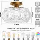 Semi Flush Mount Ceiling Light, Globe Glass Ceiling Light Fixture, Gold Modern Lighting for Hallway Porch Corridor Kitchen Bedroom, Bulb Not Included