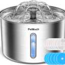 Cat Water Fountain Stainless Steel, 102oz/3L Automatic Pet Water Fountain with 6 Replacement Filters & 6 Pre-Filter Sponges for Cats, Dogs (Cat Fountain + 6 Filters + 6 Sponges)