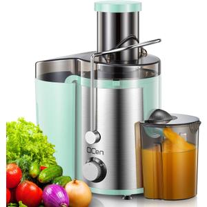 Juicer Machine, 800W Centrifugal Juicer Extractor with Wide Mouth 3 Feed Chute for Fruit Vegetable, Easy to Clean, Stainless Steel, BPA-free (Aqua)