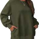 WIHOLL Womens Oversized Sweatshirts Crewneck Long Sleeve Tops Fleece Pullover Fall Fashion Clothes with Pocket (X-Large, Army Green)