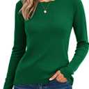 GRACE KARIN Women's High Stretchy Long Sleeve Pullover Sweater Blouse Top (Green, XXL)