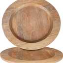Alpha Living Home 13 inch Rustic Wood Charger Plates - 2 Pack Handcrafted Round Decorative Dinner Serving Tray for Dining, Holiday, Party, Special Event, Decoration, Weddings & Outdoor Wedding (Brown) (Natural)
