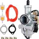 PZ30 Carburetor for 125cc 150cc 200cc 250cc 300cc ATV Dirt Bike Go Kart, 30mm Cable Choke Carb with Fuel Filter and Red Fuel Line and Gasket