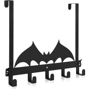 Bat-Shaped Over The Door Hook Halloween Gothic Wall Decor Towel Holder Towel Rack Decor Shelf Door Wall Mount for Bathroom Bedroom Kitchen