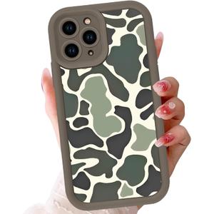 Camo Phone Case for iPhone 13 Pro Max 6.7",Cool Leopard Print Cases Unique Cheetah Tortoise Design Pattern for Men Boys Teens,Brown Soft Shockproof Lens Protection Cover for iPhone 13 Pro Max