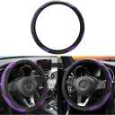Osilly Car Steering Wheel Cover, 15 inch Carbon Fiber Microfiber PU Leather Elastic Steering Wheel Protector for Men Women, Anti-Slip Breathable Car Interior Accessories for Most Cars (Purple)