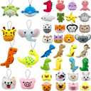 40 PCS Mini Stuffed Animal Toy Set with Dinosaur Farm Ocean and Jungle Creatures Perfect as Party Favors Claw Machine Fillers Keychains Carnival Prizes Classroom Rewards Bulk Assorted Plush Animals