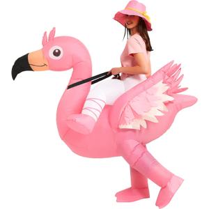 One Casa Inflatable Flamingo Costume Riding On Flamingo Air Blow up Funny Fancy Dress Party Halloween Costume for Adult