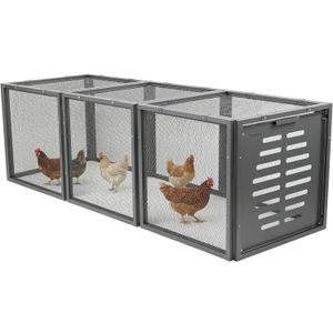 A Anleolife Chicken Tunnel, 23.6 inch Wide Heavy Duty Metal Chicken Coop, Predator Proof Modular Extension Chicken Run for Outside Poultry Coop as Hens, Rabbits, Ducks and Small Pets (1 Set)