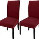 GoodtoU Chair Covers for Dinning Chairs 2 Pack, Stretch Kitchen Chair Covers, Removable Washable Chair Seat Protector for Home & Banquet, Burgundy Red (Set of 2)