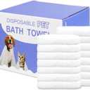 CHANHOO Disposable Pet Bath Towel,15 PCS Portable Pet Grooming Towels,11.8 x 21.6 inch Convenient Pet Cleaning Towel Pet Drying Towels,Absorbent Bath Towel for Small Dog Puppy Cat, White
