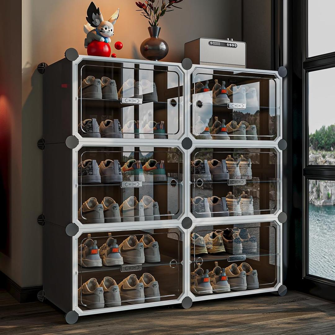 MAGINELS Shoe Rack,Expandable Shoe Cabinet Easy to Assemble. Shoe Storage with Door,Entryway, Closets, Hallway, and Bedroom.Accommodates Up to 24 Pairs of Shoes