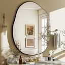 HARRITPURE Irregular Wall Mirror 26"x40" Black Asymmetrical Bathroom Mirror Wood Framed Modern Decorative Vanity Mirrors for Bedroom Living Room Entryway