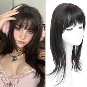 Hair Topper 18 inch Hair Topper with Bangs 4"×5" Base Hairpieces for Women with Thinning hair