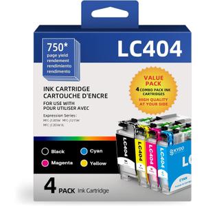 LC404 MFC-J1205W LC404XL Ink Cartridges Replacement Compatible for Brother LC 404 LC404XL LC-404 Work with MFC-J1205W MFC-J1215W MFC-J1205W XL Printer (4 Pack, Black Cyan Magenta Yellow)