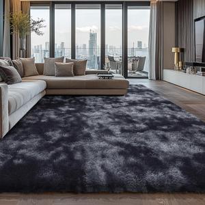 10X14 Large Area Rugs for Living Room Bedroom, Big Shag Rug for Bedroom Dorm, Soft Fluffy Indoor Carpet Nursery Rugs for Kids Girls Room Home Decor(Mottling Black, 10X14 Feet)