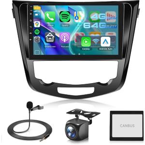 4G+64G Android Stereo for Nissan Rogue X-Trail Qashqai 2014-2018 Radio Upgrade 10.1 Inch Touch Screen Head Unit, Car Stereo with Wireless Carplay Android Auto GPS WiFi DSP Bluetooth FM RDS Backup Cam