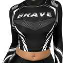 SweatyRocks Women's Graphic Long Sleeve Shirts Y2k Mock Neck Crop Racing Shirt Streetwear (Multicolor)