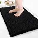 Arotive Luxury Bathroom Rugs 24x16, Extra Soft Thick Absorbent Shaggy Chenille Bath Rugs, Non-Slip Machine Wash Dry, Bath Mats for Bathroom Floor, Tub and Shower, Home Decor Accessories, Black
